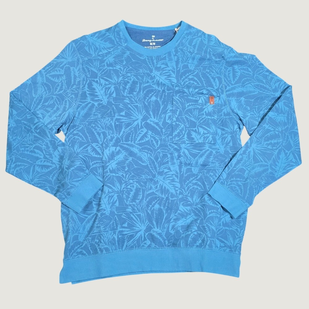Tommy Bahama Ben and Terry Twilight Palms Sweatshirt Buccaneer Blue Mens M NEW